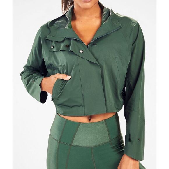 Fabletics Hunter Green Cropped Erica Full Zip Hooded Jacket Women’s Sz XXL - Picture 10 of 12